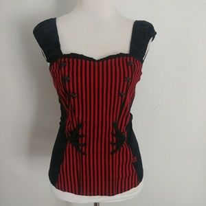 TRIPP black and red stripped top "corset" style
